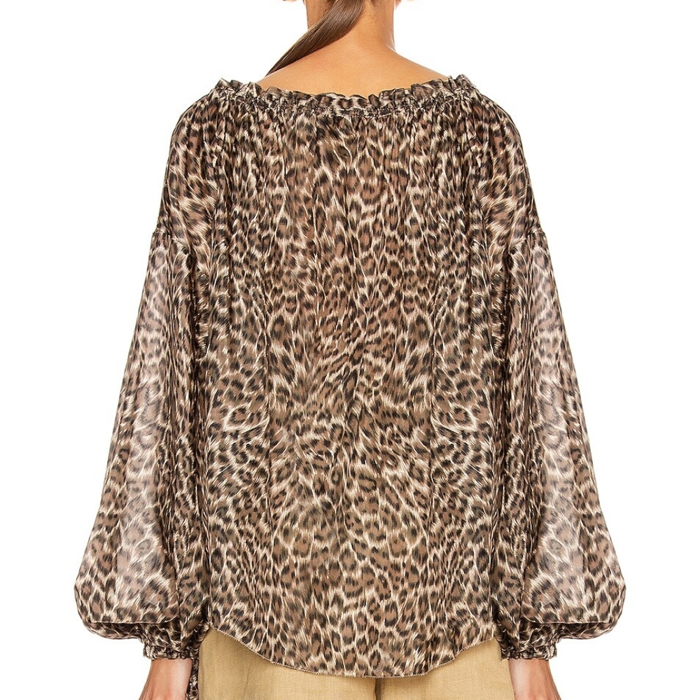 SOLD ‼️ NWT $550.00 ZIMMERMANN Suraya Leopard-print 100% Silk Blouse US XS AU 0 - Picture 5 of 6
